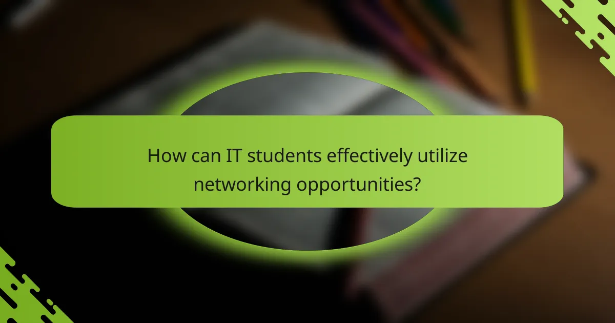 How can IT students effectively utilize networking opportunities?