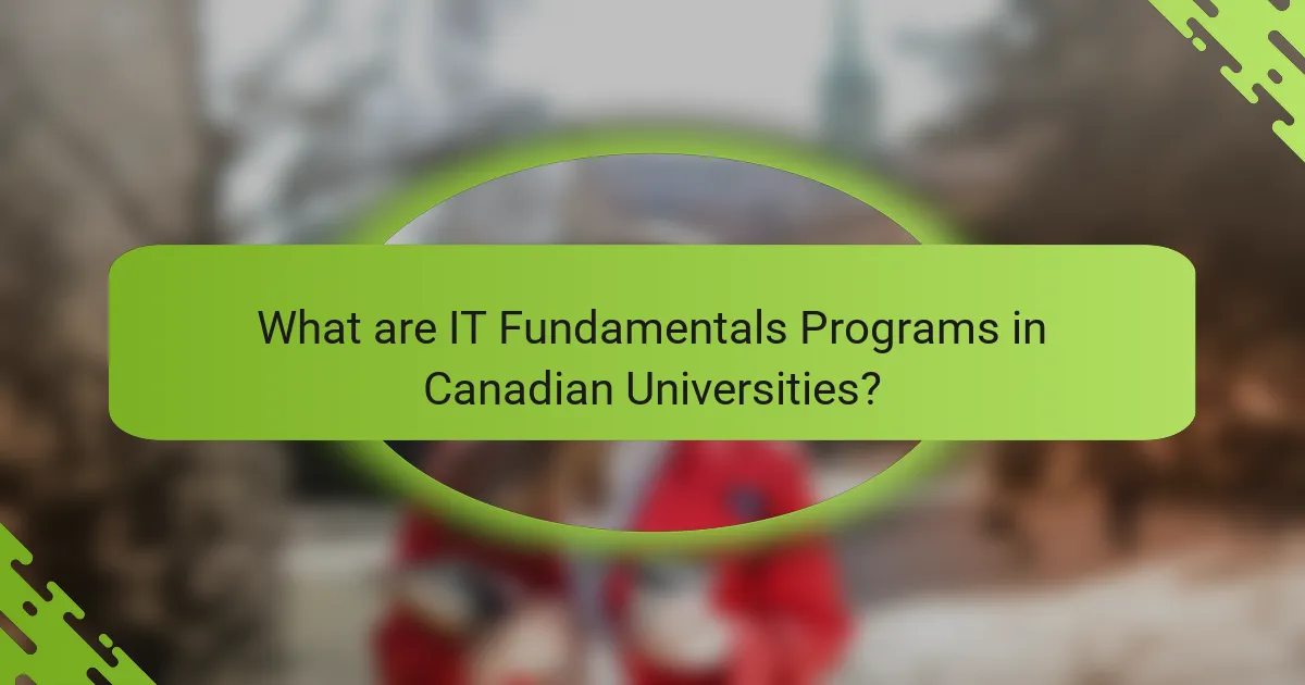 What are IT Fundamentals Programs in Canadian Universities?