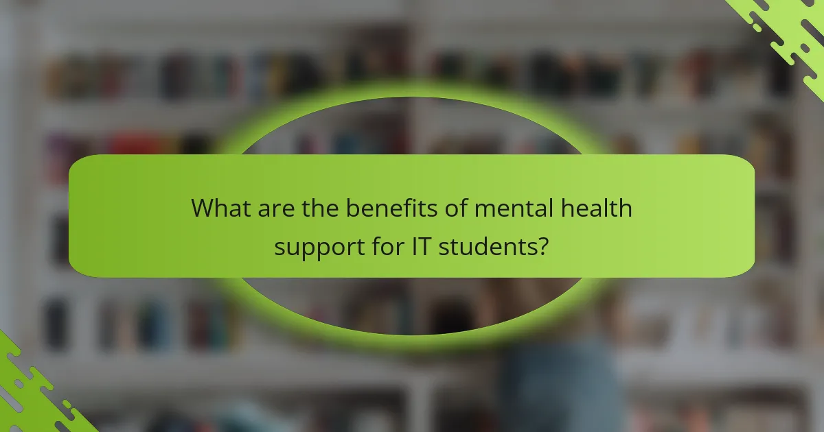 What are the benefits of mental health support for IT students?