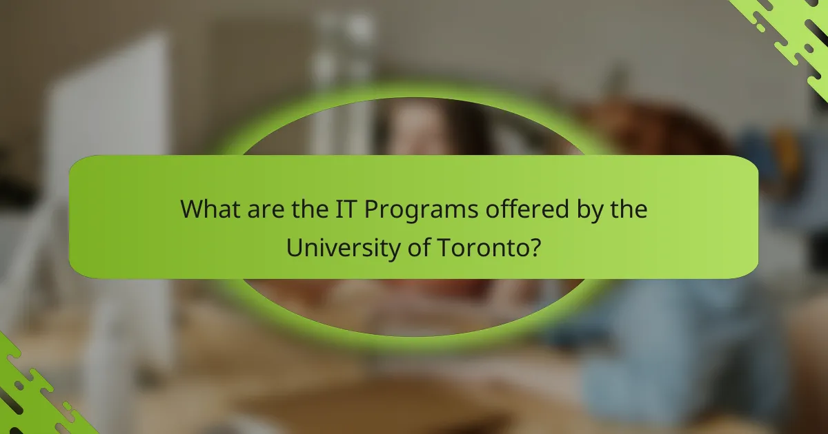 What are the IT Programs offered by the University of Toronto?